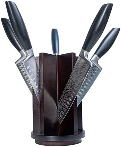 СПИН &засилувач; ПАРЧЕ Ротирачки Магнетски Нож Блок: Минималистички, Уникатен Дизајн-Еколошки Бамбус-Одговара на повеќе од 5 Ножеви