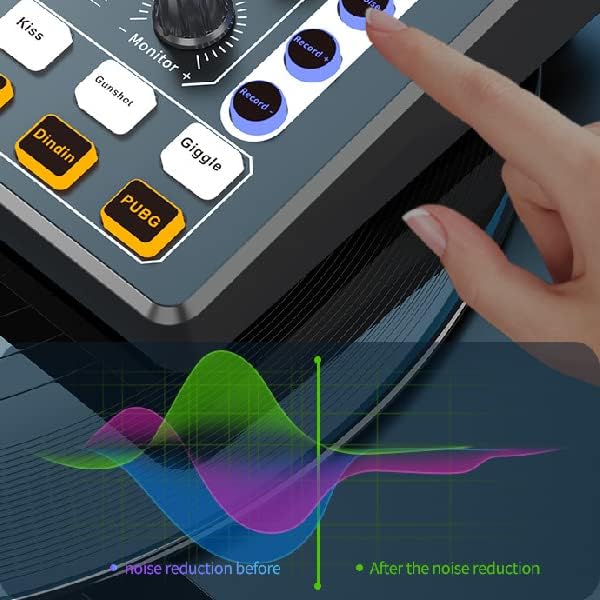 Gowenic DJ Mixer Sound Mixer, компјутер Надворешен звук картичка во живо звучна табла за звук со звук со повеќе звучни ефекти на звучни ефекти,