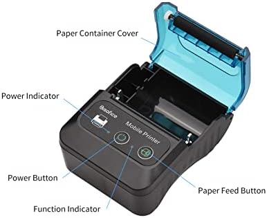 Печатач за прием на Huiop, преносен термички печатач за прием од 58мм 2 инчи мини мобилни печатачи за џеб со 1 термичка хартија USB и безжична BT врска компатибилна со Windows/A