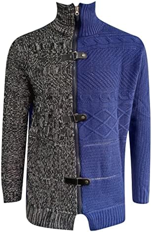 Вокачи машка плетена јакна од машка јакна зимски пулвер скокач џемпери ребреста боја блок удобност стилски џемпери