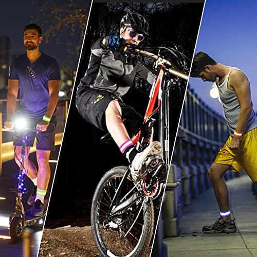 Рефлексивни ленти на Borola 4PCS за зглобот, рака, глужд, рефлексивна опрема за видливост на нозете за ноќно одење, велосипедизам и ленти