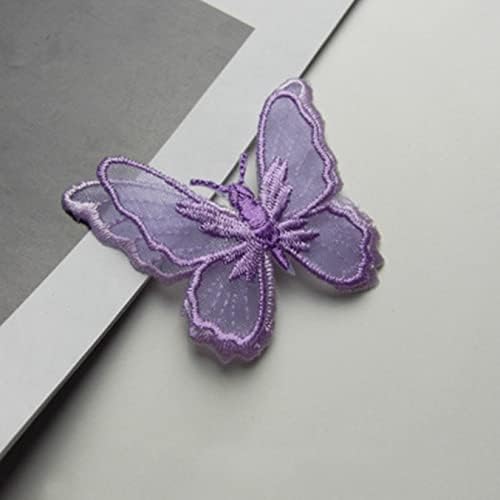 10 парчиња двојни слоеви Пеперутка извезена чипка апликација DIY облека Декоративни закрпи самостојно за декор на торби со капа