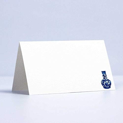 Нанси Нико Поставете картички со сини и бели тегли за ѓумбир за свадби, тушеви и забави за вечера. Стил на шатор, постигнат за лесно преклопување. Достапно во PKGS од 24
