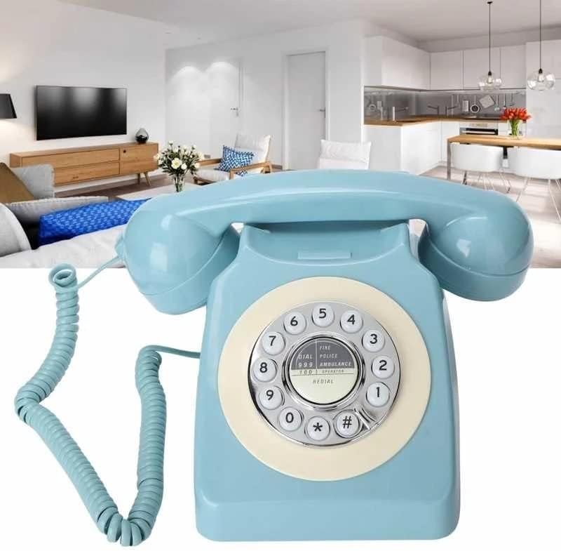 Lhllhl Ретро фиксна телефонска класична ротационен дизајн гроздобер биро телефон за дома и канцеларија домашен телефон фиксна линија