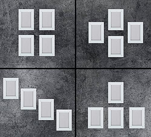Traceease Мал wallид што виси рамка за слики Дрвени рамки за табела со бела рамка за фотографии - 4x6inches - пакет од 4