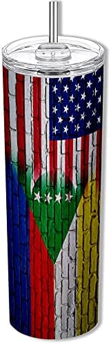 ExpressItBest 20oz Skinny Tumbler со Flag of Comoros - Bricks & USA