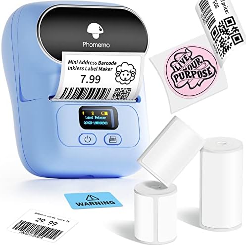 Производител на етикети со фомемо со 3 етикети- M110 Преносна машина за производител на етикета Bluetooth за мал бизнис, баркод, адреса, лого, облека, jerwery, компатибилен со iO