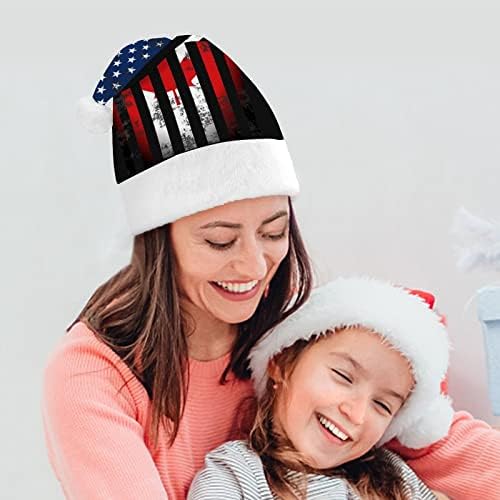 Американско Канадско Знаме Божиќна Капа Дедо Мраз Шапка Смешни Божиќни Капи Празнични Капи За Жени/Мажи