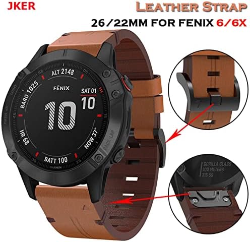 Serdas кожа Quickfit Watch Band Band Strap за Garmin Fenix ​​7x 6x 5x 3 3HR лента за рачен лента за Garmin Fenix ​​7 6 5 935 945 WATKE