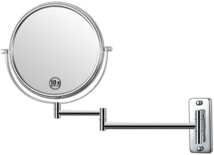 Keilefo Wallид монтиран шминка огледало 7x лупа од 8 инчи лично козметичко огледало, 360 степени ротирачки без мртов агол двостран бања суета