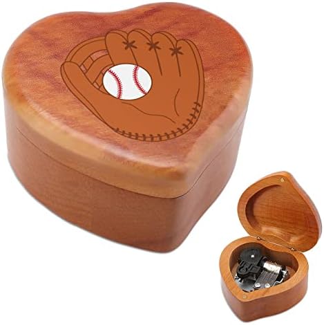 Бејзбол уметност Вуд музичка кутија Антички врежани музички кутии подароци за роденден Божиќ Денот на благодарноста