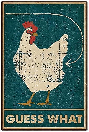 LICPACT пилешко кокошка метална калај знак Погодете што ранч ретро постери гаража кујна wallидна плакета дома декор Фарм клуб за сликање постер