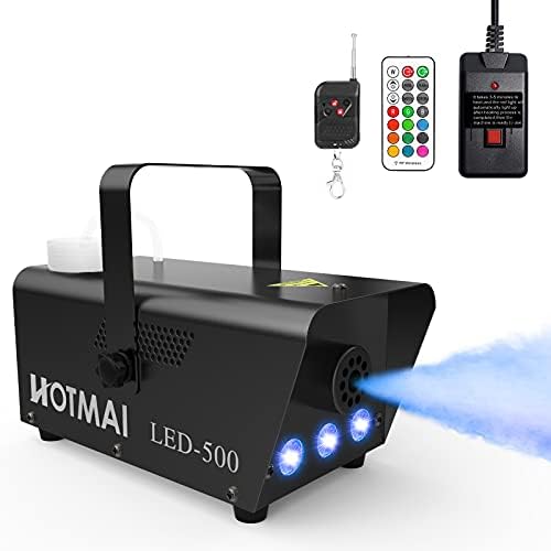 Машина за магла, машина за магла Hotmai 500W со 13 шарени LED светла ефект, 2000cfm магла со 1 жичен приемник и 2 безжични далечински