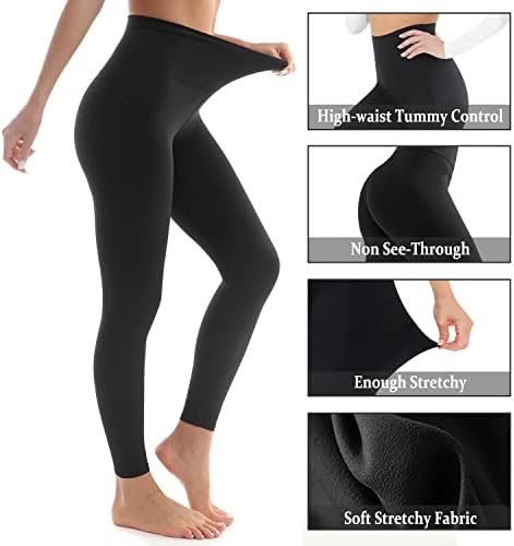 HMUUO 3 пакувања за хеланки за жени задникот за лифт со висока половината за контрола на стомакот без тренингот за јога панталони што