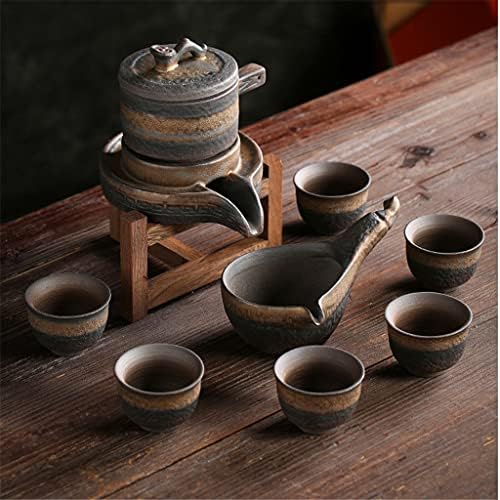 Walnuta Gilt Stone Grinding чај постави керамика 8 парчиња сет кунг фу, поставува полуавтоматски софтвер за пијалоци (боја: А, големина