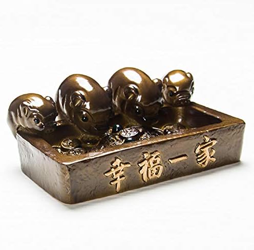 Рахима Вајпинг - Промена на боја од смола чај ПЕТ четири статуи на свињи Kungfu чај сад додатоци за декорација за дома и канцеларија рачно изработен најдобар подарок, Д