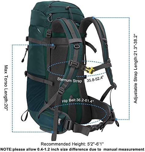 N Нево Рино водоотпорен ранец за пешачење 50L/60L, кампување ранец со покривка од дожд, пешачење за планинарење за планинарење