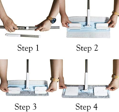 EZ Spares Puste Mop, Microfiber Mops за чистење на подот, со 2 влошки за перење совршени чистачи за тврдо дрво, ламинат и плочки, прилагодлива рачка, удобност, флексибилна, одлична за