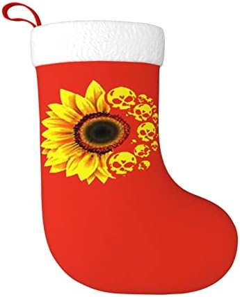 Јујуј череп сончоглед Божиќна порибна декорација на одмор камин виси чорап 18 инчи чорапи