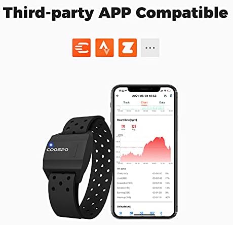 Coospo Armband Монитор На Отчукувањата На Срцето, Bluetooth ANT+ HR Оптички Сензор За Спорт, ДВОЕН Опсег НА Полнење IP67 HRM, Компатибилен