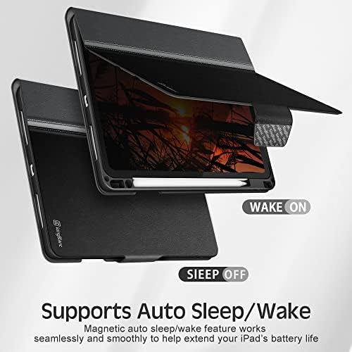 Kingblanc iPad Pro 11-инчен Случај 4/3/2 Генерација Со Држач За Моливи, Поддршка Молив2 Безжичен Пар/Полнење, Автоматско Спиење/Будење, Паметна
