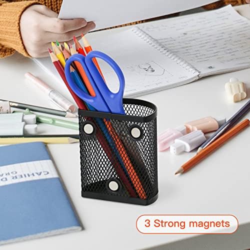 Држач за магнетски молив со аимеих, 2 пакувања за мрежни мрежи за ладилница, организатор за складирање на метали за пишување