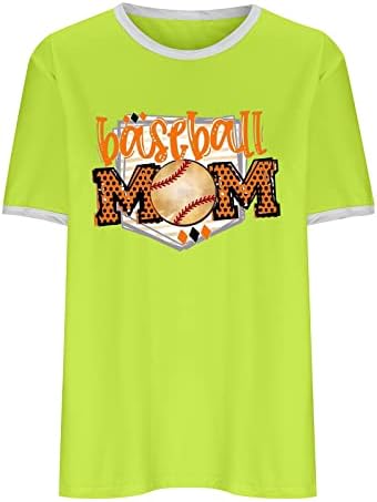 2023 година на денот на мајката, дами обични лабави бејзбол мама маички летни кратки ракави екипаж блуза со маички