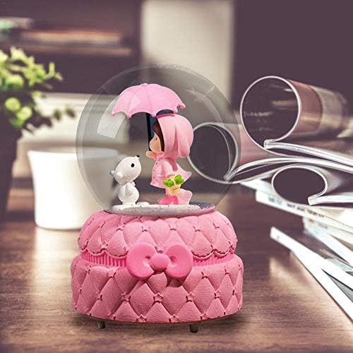 Wybfztt-188 Девојче срце розово снег на снег, кристална топка музика кутија студентска двојка подарок украси роденденски подарок за девојка