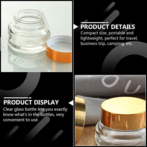Solustre Clear Container 6pcs стаклени тегли со капаци, шишиња со крем за шминка козметички тегли празни козметички контејнери за мелеми