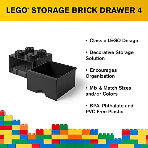 Соба Копенхаген Лего фиока за тули, 4 копчиња, 1 фиока, кутија за складирање, црна