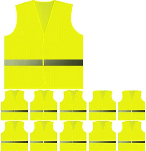 Peerbasics, 10 пакувања Дете од 360 степени безбедносен елек жолта, рефлексивна сребрена лента со висока видливост, момчиња и девојчиња, работа, велосипедизам, тркач, страж