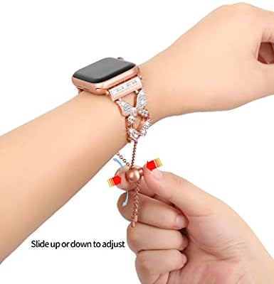 Wearlizer Компатибилен Со Apple Watch X-Link Нараквица Бенд + Блинг Бендови За Iwatch Серија SE 7 6 5 4 3 2 1 38/40/41мм