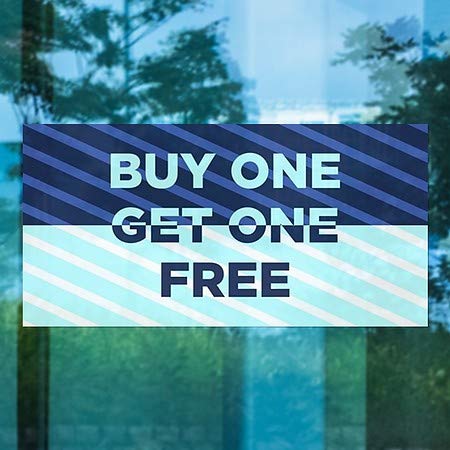 CGSignLab | Купи Еден Добие Еден Слободен-Ленти Сина Прозорец Прицврстување | 24 x12