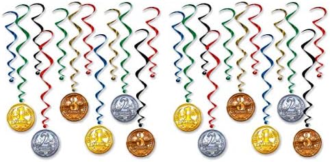 Медал За Наградата Беистл Виори 24 Парчиња Спортски Партиски Материјали Виси Спирални Украси, 17,5 - 32, Разнобојни