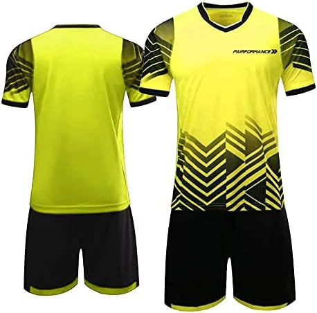 PareFormance Boys Soccer Jerseys Sports Team Обука униформа на возраст од 6-12 момчиња-девојки младински кошули и шорцеви поставени во затворен фудбал.