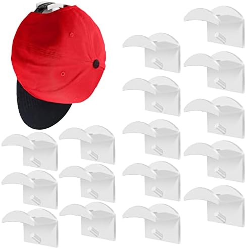 16 пакувања за лепило за лепило за капаци за бејзбол, куки за капа за wallид, минималистички организатор на капа без држач за дупчење