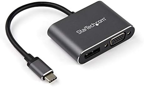 Startech.com USB C MultiPort Video Adapter-USB-C до 4K 60Hz DisplayPort 1.2 или 1080p VGA монитор Адаптер-USB Type-C 2-In-1 DP /VGA Display