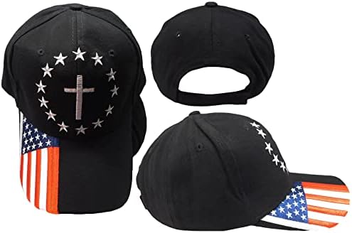 Крст Христијанска Религија Знаме НА САД На Бил Црн Памук Прилагодлива Везена Капа За Бејзбол Капа