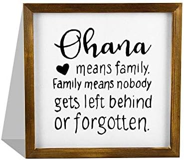 Охана значи семејно семејство цитат рустикален знак на woodид од дрво, знак за виси дрво со рамка, велејќи зборови за знак за градина,