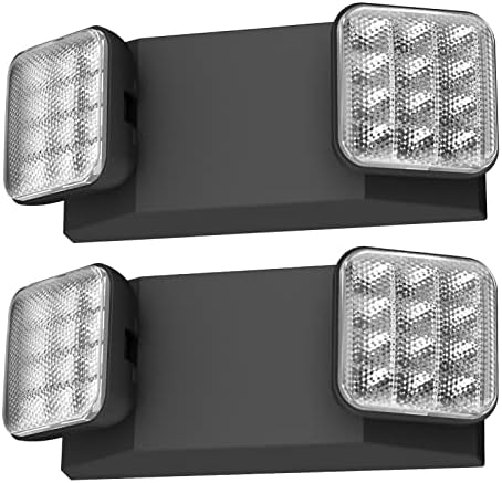 Spectsun 2 пакува црно LED излезен знак со светла за итни случаи и резервна копија на батеријата-прилагодлива хардвирирана 2 LED