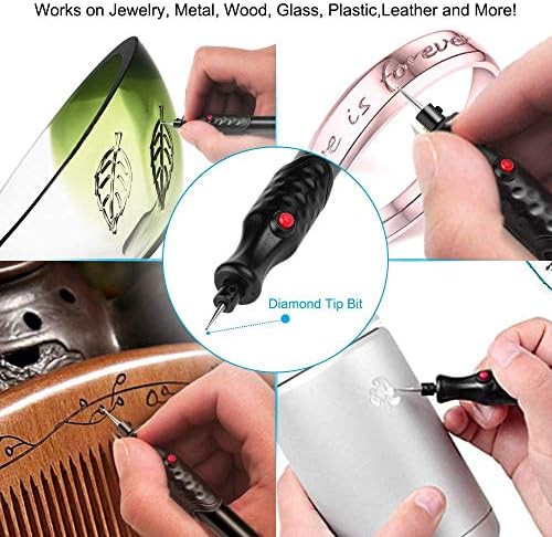 Abuycs DIY гравирање на пенкало за гравури Електрична прецизност пенкала безжични мини алати за резба заменливи заменливи дијамантски врв за