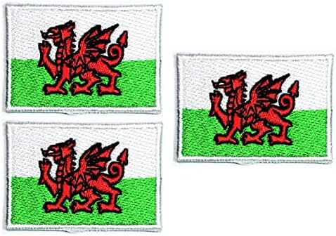 Сет на знаме на мини земја Велс. Налепници за облека за облека ранец панталони DIY везени лепења на национално знаме извезено