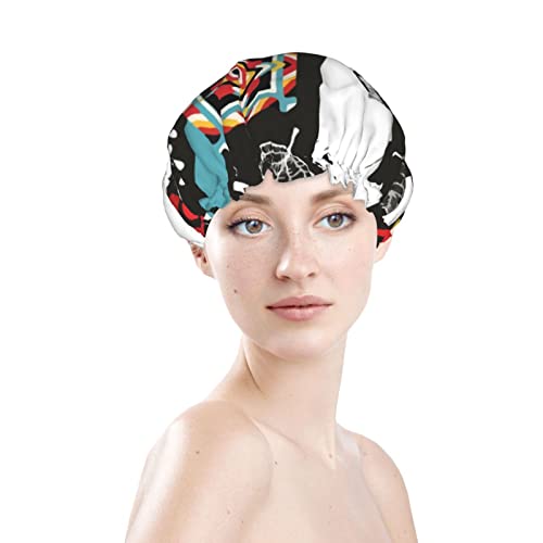 Womenените што можат да се користат за истегнување на полите, капа за коса Поларна мечка, двојни слоеви, водоотпорна капа за бања со капа за туширање