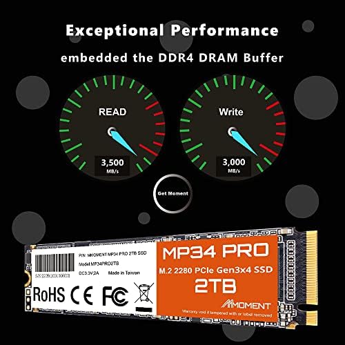 MMOMENT NVMe M. 2 2280 PCIe Gen 3x4, Цврста Состојба Диск Внатрешна SSD