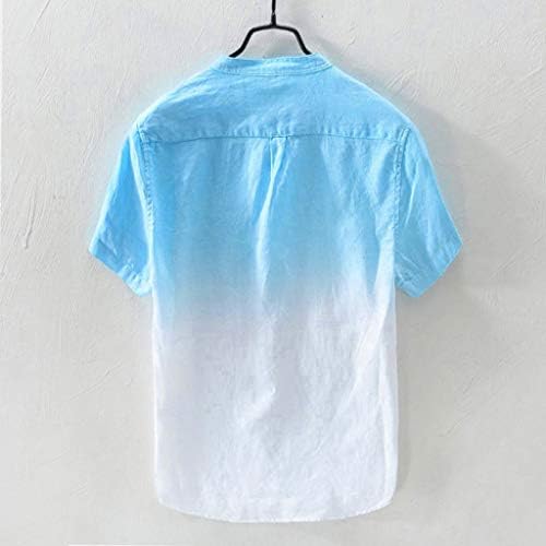 Маички од латиндј маица ленени ленени кошула за дишење градиент во боја лето лето кратки ракави на плажа врвови одмори од одмор кошули
