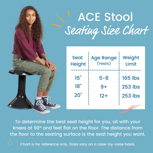 ECR4Kids ACE Активни Основни Ангажман Нишаат Столче, 15-Инчен Висина На Седиштето, Флексибилни Седишта, Црна