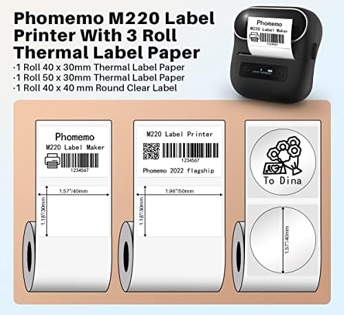 Fomemo M220 Етикета Производител, D520BT Bluetooth Превозот Етикета Печатач, Компатибилен Со Android И iOS Телефон &засилувач; Лаптоп