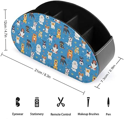 Кучиња со држачи за далечински управувач PAW Print PU Faire Caddy Storage Coxizer Box со 5 оддели за материјали за домашни канцеларии