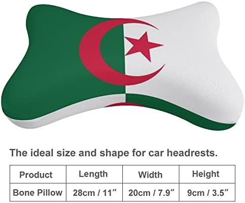 Знаме На Алжир Комплет За Перници за Вратот на Автомобилот од 2 Удобни Потпирачи за Глава За Потпирач За Глава Исполнета Со Мемориска