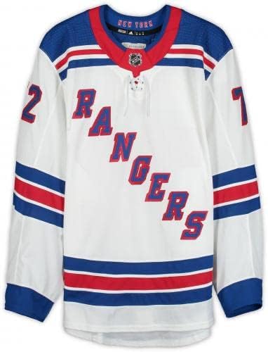 Filip Chytil New York Rangers користена игра #72 Бели Jerseyерси, облечен за време на гостинските натпревари одиграни помеѓу 20 -ти и 28 -ми септември од 2019-20 NHL Пресезона - Големина 56 - И?